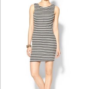 Gray spring stripe bodycon dress