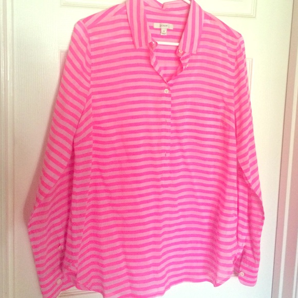 J. Crew Pink Stripe Shirt