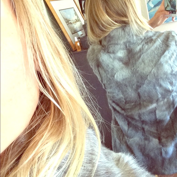 Very soft real rabbit fur grey jacket