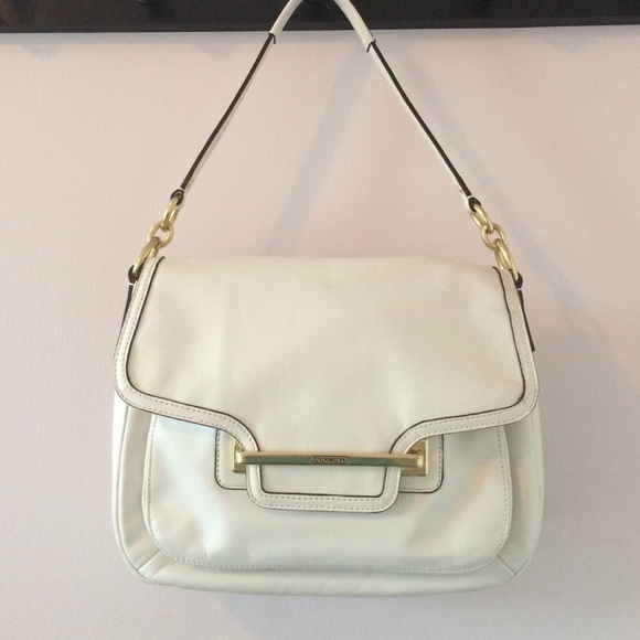 White Leather Coach Shoulder Purse
