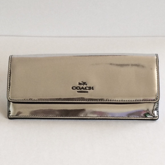 Coach Clutches & Wallets - NWT Coach Mirror Metallic Leather Soft Wallet