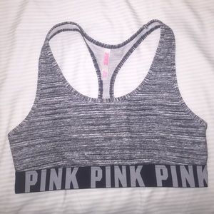 PINK Gray Printed Sports Bra