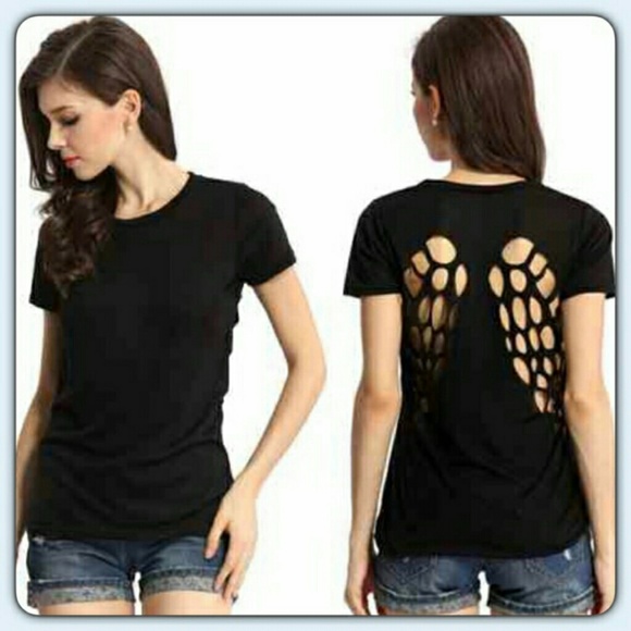 BOUTIQUE Tops - 💖HP💖FINAL $ Med Black Angel Wing Cut Out Top