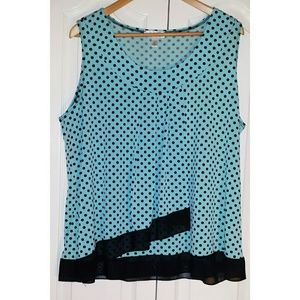 Plus size blue and black polka dot blouse