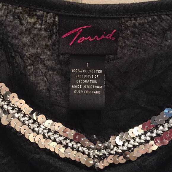 Torrid NWOT Sheer V-neck tank/cami with sequins - Picture 2 of 4