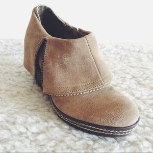 Tan Suede Platform Ankle Boots