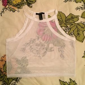 🍾traded🍾 White mesh crop top
