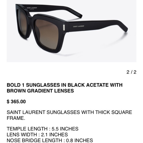 Black Saint Laurent Sunglasses - Picture 2 of 3