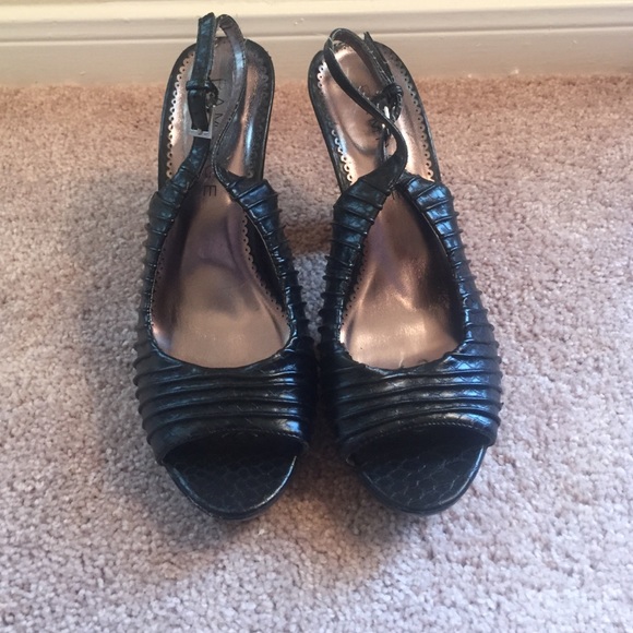 Black textured heels