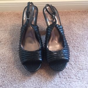 Black textured heels