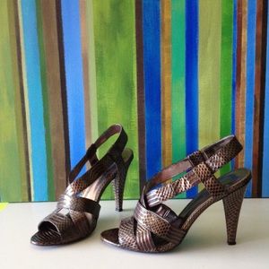 INC Faux Snake Strappy Heels