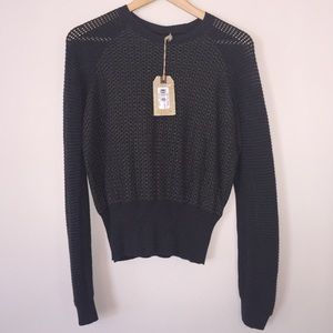 Grey All Saints sweater with gold detail