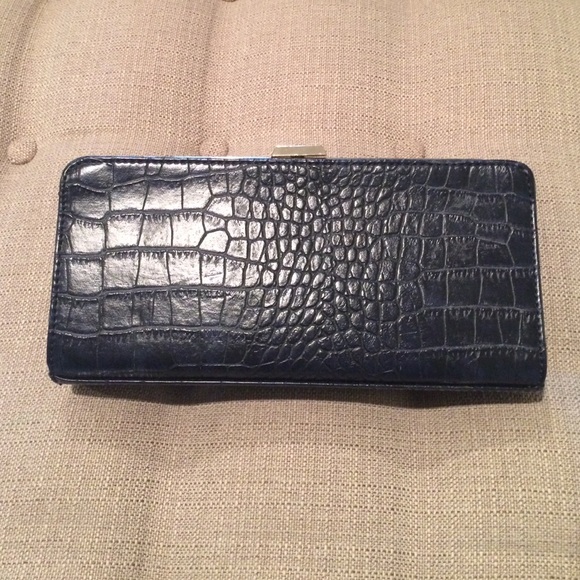 Navy  clutch with optional gold shoulder strap