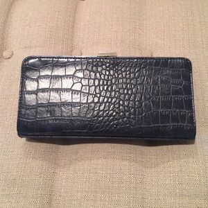 Navy  clutch with optional gold shoulder strap