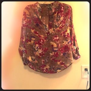 Floral slightly sheer button up