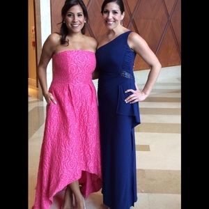 One-shoulder with beaded side detail evening gown