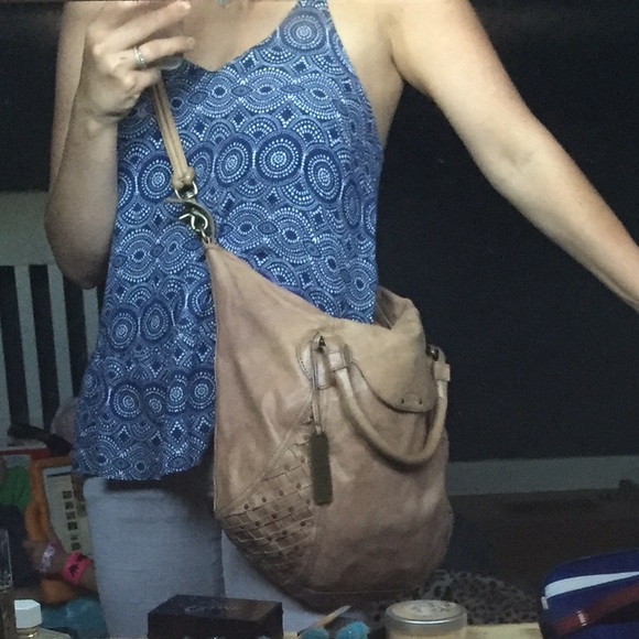 Large BOTKIER pinkish nude handbag with long strap - Picture 2 of 4