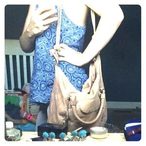 Large BOTKIER pinkish nude handbag with long strap