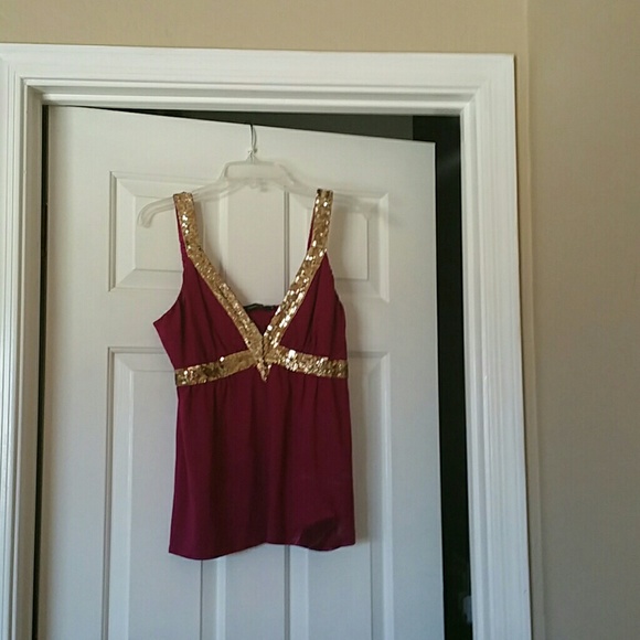 Purple and gold sequence top