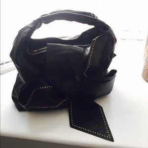 Vista NY Leather bow hobo bag