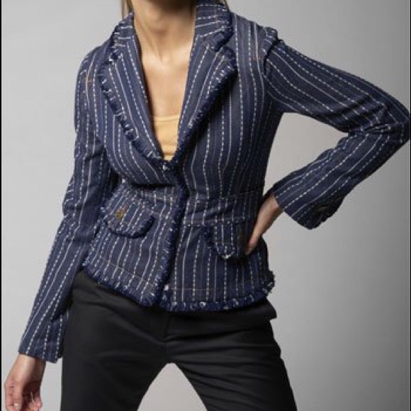 LAMB Pleated Denim Blazer