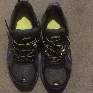 WORN TWICE purple lime green and black track shoes