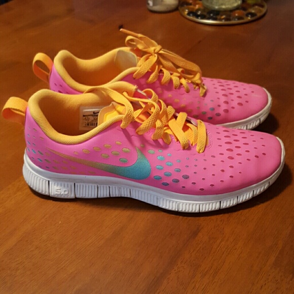 Pink and orange Nikes
