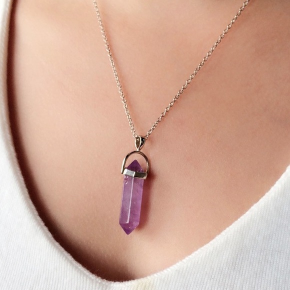 Boutique Jewelry - New Amethyst Quartz necklace with silver chain