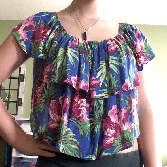 Topshop Tropical Floral Print Summer Blouse - Picture 2 of 2
