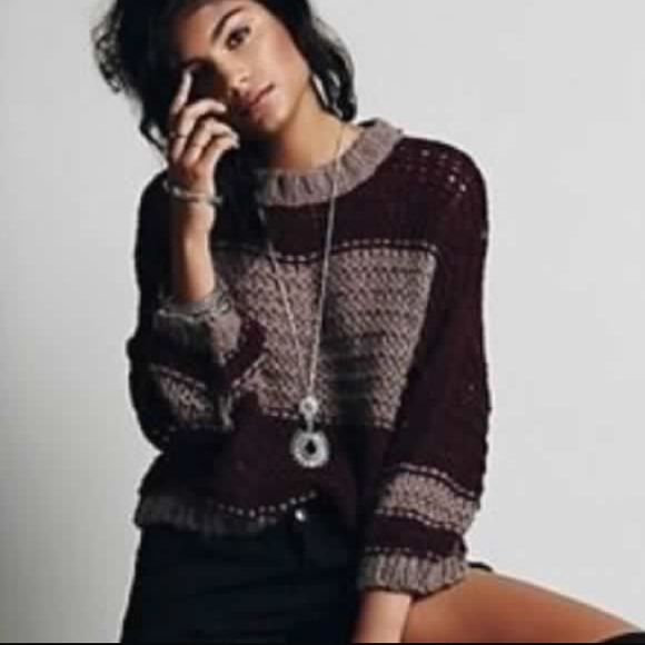 Free People Sweaters - NEW!  Free People Monaco open knit sweater- berry