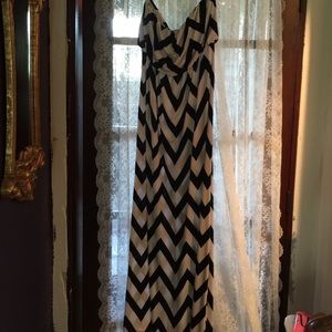 Chevron strapless maxi dress