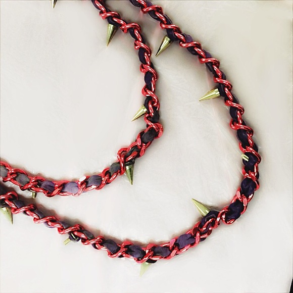 ERICKSON BEAMON LEATHER CHAIN AND STUD NECKLACE - Picture 2 of 5