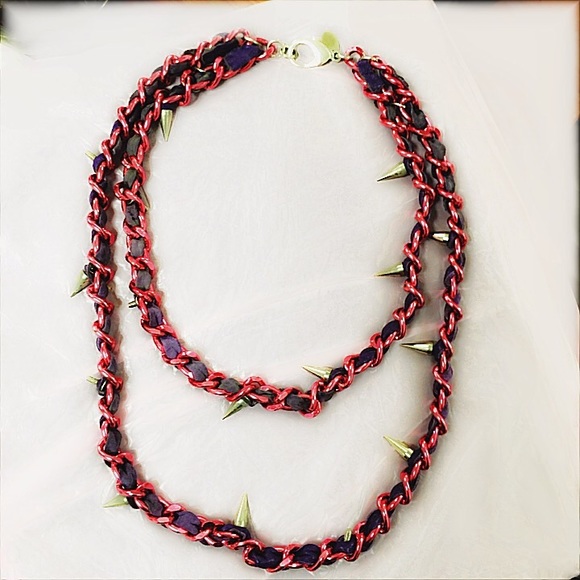 ERICKSON BEAMON LEATHER CHAIN AND STUD NECKLACE - Picture 3 of 5