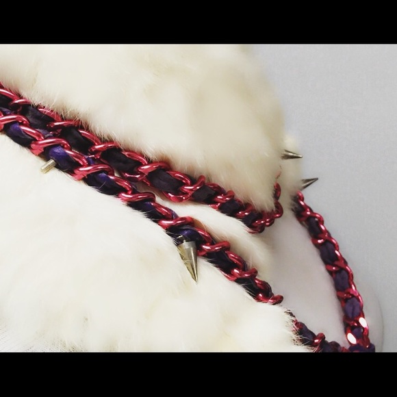 ERICKSON BEAMON LEATHER CHAIN AND STUD NECKLACE - Picture 5 of 5