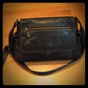 Fossil black leather handbag