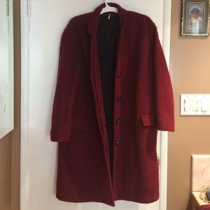 SERIOUSLY STYLISH Free People coat in dark red