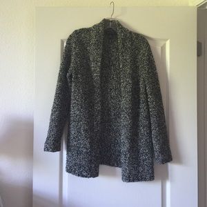 Black and white knitted long cardigan