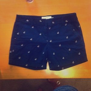 J.CREW twill chino navy blue anchor shorts size 8