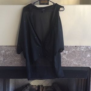 Sheer black button up