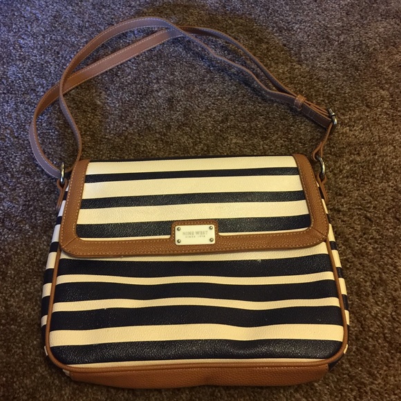 Blue and white striped Nine West purse