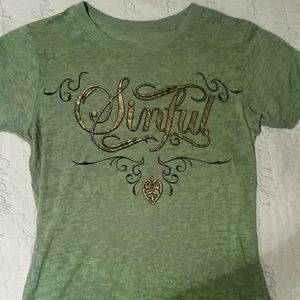 Cute Green Sinful shirt with gold foil detail