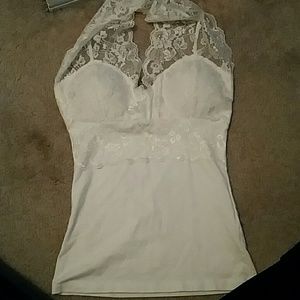 White lace halter top