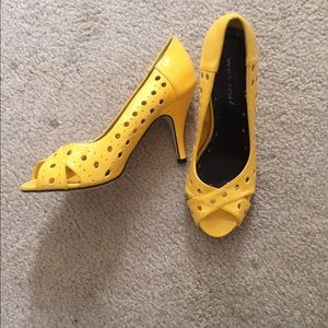 Bright colored peep toe heels