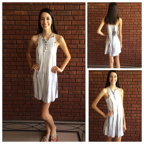 Brownish Gray Tie Dye Tank Dress