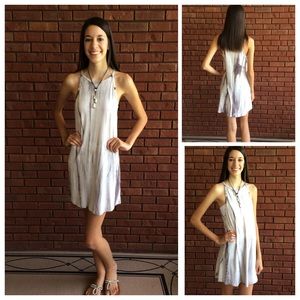 Brownish Gray Tie Dye Tank Dress