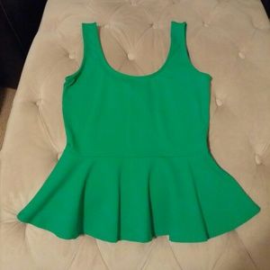 Bebe green peplum tank
