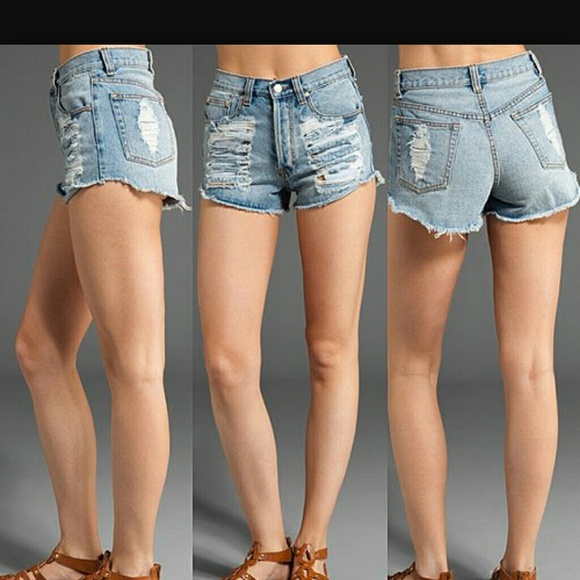 MINKPINK slasher flick ripped high waisted shorts