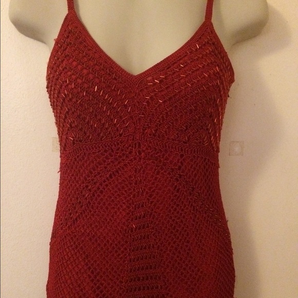 SOLD-Crocheted Sexy Top W/Beads, Spaghetti Straps - Picture 2 of 4