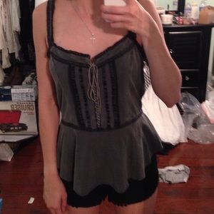 Free People Grey/Green Tank