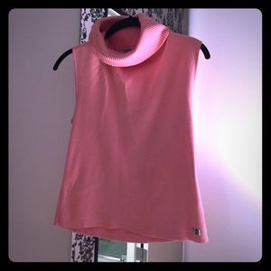 Pretty pink authentic Chanel sleeveless turtleneck